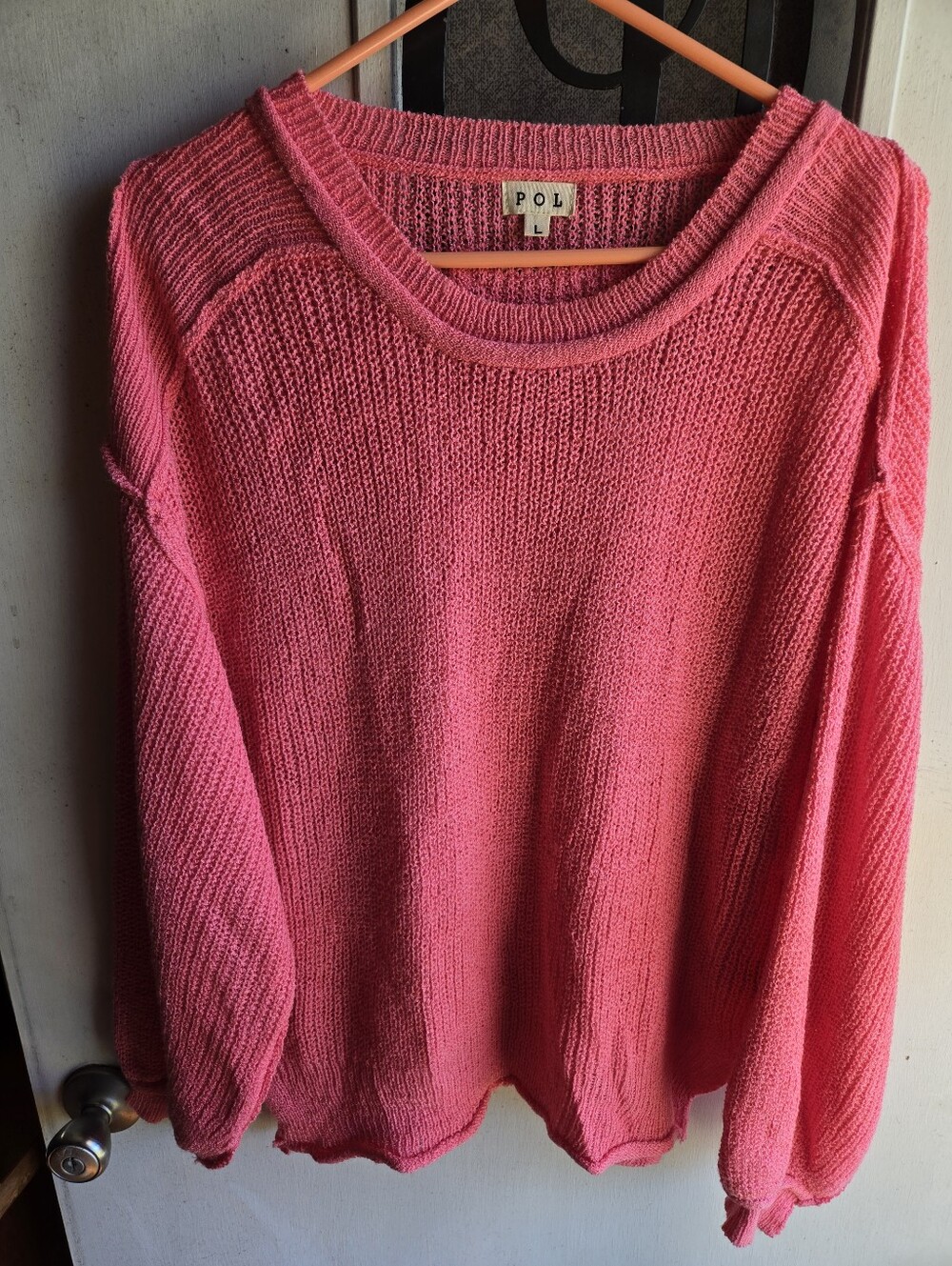 POL Bright Pink Relaxed Crewneck Sweater NWOT